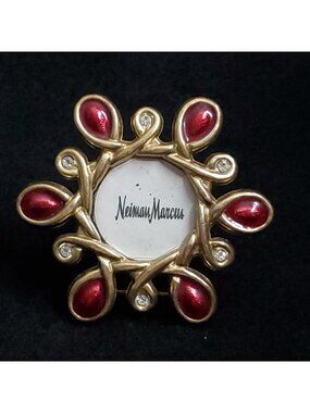 Jay Strongwater Picture Frame Mini Gold Tone Red 2 3/8"